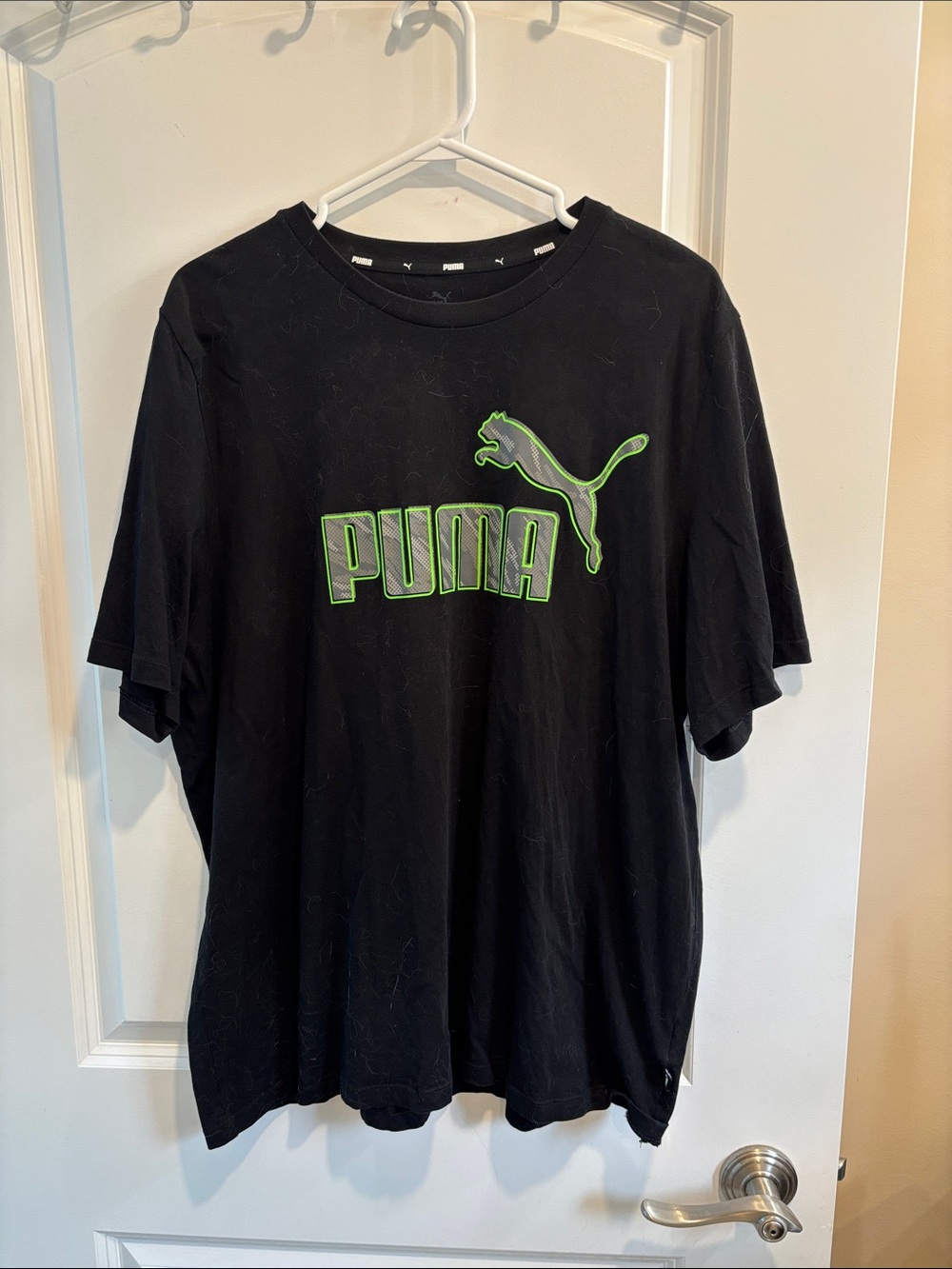 Puma Black Short Sleeve Tee with Neon Green Logo